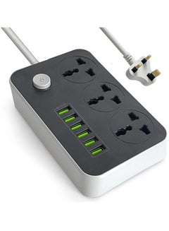 Buy Power Strip Extension Cable 3 Outlet Power Outlet with 6 USB Ports Universal Charging Outlet with 2M Thick Extension Cord in Saudi Arabia
