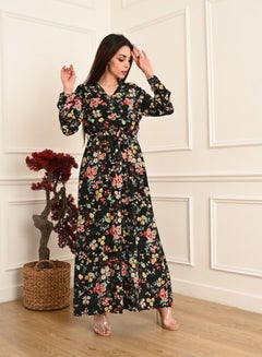 Buy Floral Elegant Maxi  Jalabiya  with  long sleeves in Saudi Arabia