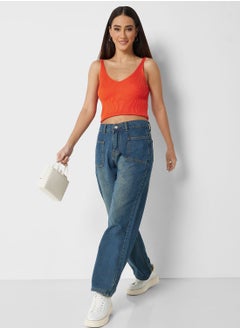 Buy Pocket Detail Mom Fit Jeans in UAE