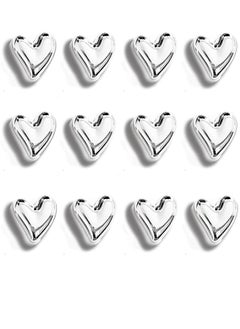 Buy 12PCS Refrigerator Magnets Silver Magnets for Fridge 0.79in Small Love Heart Cute Chrome Decorative Magnet Set for Home Kitchen Office Whiteboard Decor in Saudi Arabia