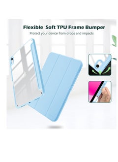 Buy Case for iPad 10th Generation 2022 10.9 Inch with Pen Holder, Shockproof Smart Case Cover with Transparent Back Shell Protective Case Compatible with iPad 10th Gen - Sky Blue in Egypt