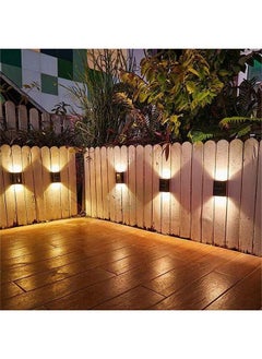 اشتري 4 Pcs Solar Fence Lights, Outdoor Lights Solar Deck Lamp Solar Wall Lamp, LED Up Down Lighting Waterproof for House Deck Step Patio, Doorway, Path, Porch, Garden Landscape Lighting, Warm في الامارات