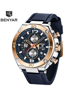 Buy Watches for Men Luxury Quartz Water Resistant Watch Men's Chronograph Genuine Leather Strap in UAE