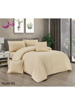 Buy Striped Double Sided Hotel Bed Sheet 6 Pieces Microfiber 230x250 CM in Saudi Arabia