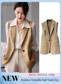 اشتري Women'S Fashion Casual Blazer Vest Classic V-Shaped Lapel Sleeveless Design Side Flap Pockets With Button Closure في الامارات