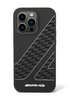 Buy AMG Liquid Silicone Case With Checkered Flag Pattern For iPhone 14 Pro - Black/Red in UAE