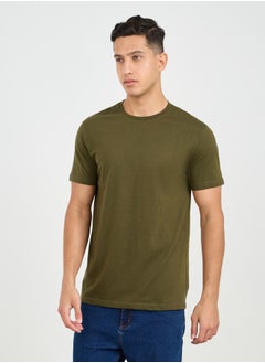 Buy Cotton Solid Regular Fit T-Shirt in Saudi Arabia