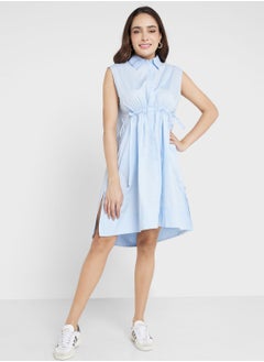 Buy Tie Detail Button Down Shirt Dress in UAE