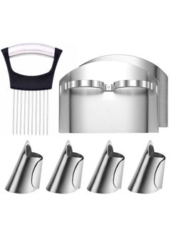 اشتري Onion Holder Slicer, 6PCS Finger Guard Set for Cutting, Stainless Steel Protector, Thumb Peelers Nuts Kitchen Tool Avoid Hurting When Slicing and Chopping في الامارات