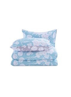 Buy 3 - Piece Floret Comforter Set 240x260cm - Light Blue/White in UAE