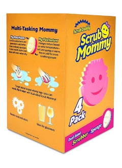 اشتري Set Of 4 Scrub Mommy Dual Sided Scrubber plus Sponge Multi Pack Pink في الامارات