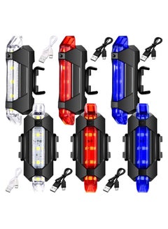 اشتري 6 Pieces Front and Rear Bicycle Light USB Rechargeable Bike Light Waterproof Cycling Headlight and Taillight Flashing Safety Bike Light for City Mountain Bike في الامارات