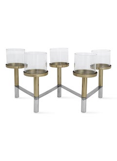 Buy Laura 5-Piece Candle Holder, Gold & Clear - 66x22 cm in UAE