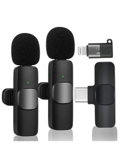 اشتري 2in1 Bluetooths Mic K9 Wireless Collar Microphone Dual Lapel Lavalier Mic for Noise Reduction Vlogging Interview Live Streaming YouTube Video Broadcast With 2 Mic Receiver for iPhone and Android في الامارات