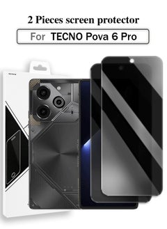 Buy 2 PCS Full Cover Glass Screen Protector for TECNO Pova 6 Pro 5G Black/Transparent Anti Spy Screen Protector Glass Film and Screen Protector Accessories in Saudi Arabia