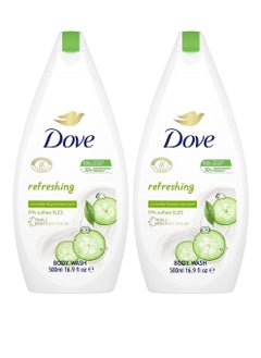 Buy Dove Body Wash Refreshing 2 x 500ml | cucumber & green tea scent | 0% sulfate SLES | Triple moisture serum in UAE