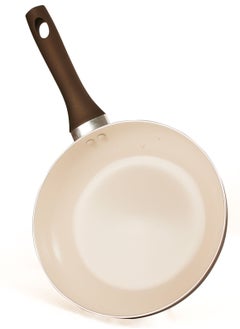 اشتري Ceramic Frying Pan Set - PFOA-Free, Oven Safe, Induction Compatible, Dishwasher Safe, and Grey/Cream Color. في السعودية