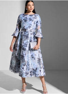 اشتري Floral Printed Belted Dress في الامارات