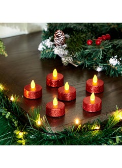 اشتري Blovec 6-Piece Glitter Shiny LED Tealight Candle Set 3.8 x 5.5 x 3.8 cm في الامارات