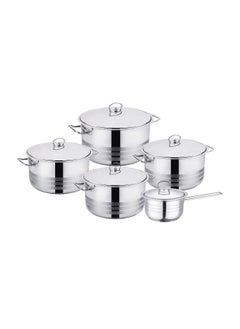 Buy 10 Pieces  Stainless Steel  Cookware Set  Premium Cooking Pots and Saucepans with Stainless Steel Lid in UAE