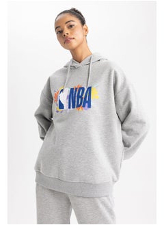 Buy Woman Oversize Fit-Nba Hooded Long Sleeve Knitted Sweat Shirt in Egypt