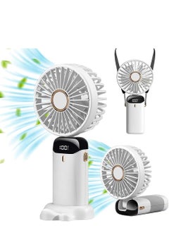 Buy Mini Handheld Fan, 5 Speeds Portable Personal Fans with LED Screen 90° Adjustable Cooling Fan Removable Base, 5000mAh Quiet USB Fan for Home Office Outdoor Travel, 16-24 Hours Working in Saudi Arabia