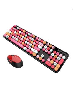 Buy Retro Round Keycaps 2.4GHz Wireless Silent Typing Keyboard and 1600DPI Mouse Combo for Office and Gaming in UAE