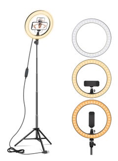 Buy Ring Light 25cm with Tripod Stand & Phone Holder for YouTube Video, Desktop Camera Led Ring Light for Streaming, Makeup, Selfie Photography Compatible with iPhone Android in UAE