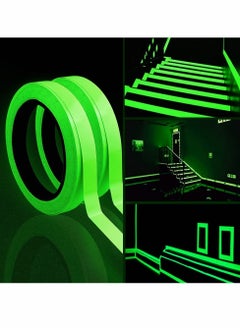 اشتري Glow in the Dark Adhesive Tape, Waterproof Fluorescent Warning Tape for Stairs and Wall Decor, 10m x 10mm, 2 Pack (Green Light) في الامارات