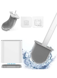 Buy Premium Silicone Toilet Brush Bathroom Holder Set - Durable and Long Lasting Odor-Reducing TRP Brush Head With Soft and Gentle Bristles in UAE