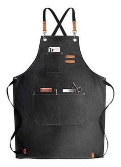 اشتري Chef Apron,Cross Back Apron for Women and Men,Cotton Canvas Apron with Adjustable Straps and Large Pockets,Kitchen Cooking Baking Hairstylist Bbq Woodworking Welding Carpenter Work Bib Apron Black في السعودية