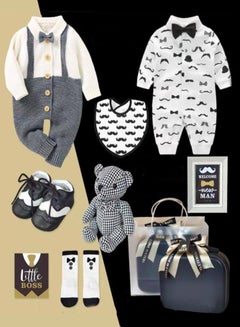 Buy New Born Gift Set Baby Boy with Jumpsuit (9 in 1) in UAE