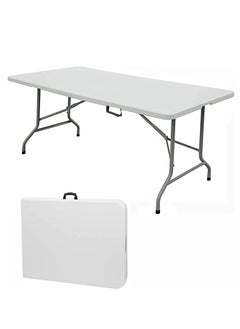 Buy 6Ft Rectangular Folding Table – 183CM, White Resin, Sturdy Steel Legs for Events & Terraces in Egypt