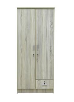 اشتري 2 Door Wooden Wardrobe Cabinet Cupboard Engineered Wood With 1 Lockable Drawer Perfect Modern Stylish Heavy Duty في الامارات