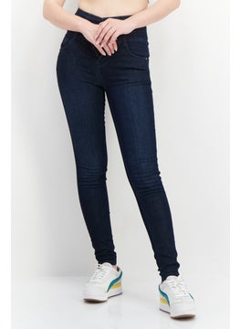 Buy Women Slim Fit Dark Stretchable Denim, Navy Blue in UAE