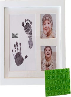 Buy Ultimate Baby Ink Handprint Footprint Kit & Frame - with Premium Stencil to Personalize, Photo Picture Frame, Safe Ink Pad Stamp, Paper & Gift Box. for Baby Shower, Newborn, New Mom, Registry Gift. in UAE