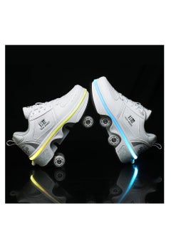 اشتري USB Charging LED Flash Walking Shoes Boys And Girls Children Roller Skates White في السعودية