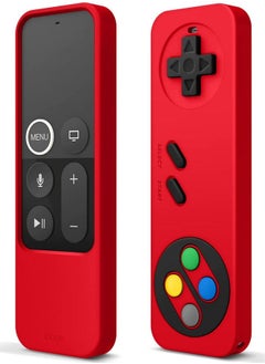 اشتري R4 Retro for Apple TV Siri Remote 1st Generation Apple TV Remote Case Cover Classic Controller Design with Lanyard - Red في الامارات