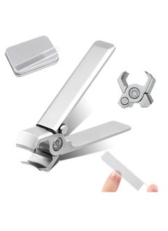 اشتري Nail Clippers for Men Thick Toenails, 13mm Wide Jaw Opening, Toenail Clippers with Sharp Curved Blade, Heavy Duty Fingernail Clipper for Seniors Elderly, Button Lock, Silver, Birthday, Holiday Gift في الامارات