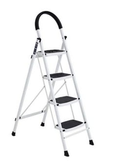 Buy Foldable 4 Steps Ladder Step Stool with Wide Anti-Slip Pedal, Sturdy Steel Ladder for Home, Office, Kitchen and Garden in UAE