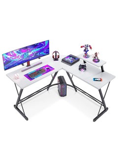 Buy L Shaped Desk 51 Inch Computer Corner Desk Home Gaming Desk Office Writing Workstation Large Monitor Stand Space Saving Easy To Assemble White 51X18.2X29.5 Inch in Saudi Arabia