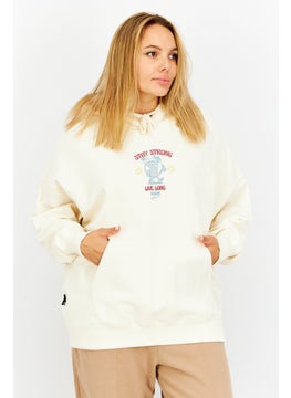 اشتري Women Oversize Hoodie Long Sleeve Printed Sweatshirt, Light Beige في الامارات