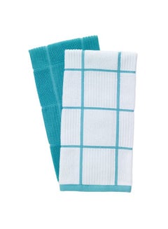 Buy Textiles Kitchen Towels 2Pack Solid & Check Parquet Solid/Check 2 Pack Breeze 2 Count in Saudi Arabia