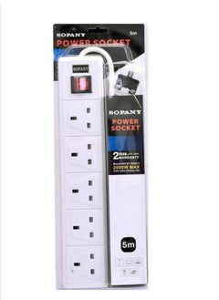 Buy White multifunctional power socket 5 meters in Saudi Arabia