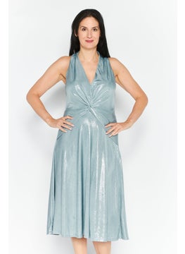 Buy Women Metallic Midi Dress, Blue in UAE