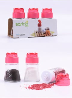 Buy 6-Piece Salt And Pepper Shakers Set Clear/Pink 6 x 100ml in Saudi Arabia