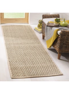 Buy SAFAVIEH Natural Fiber Collection Runner Rug - 2'6" x 6', Natural & Beige, Border Basketweave Seagrass Design, Easy Care, Ideal for High Traffic Areas in Living Room, Bedroom (NF114A) in UAE