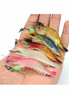 Buy 5pcs Soft Luminous Shrimp Lure Set, 5 Colors Shrimp Bait Shrimp Lures Fishing Bait with Hooks Beads Fishing Tackles, for Freshwater Saltwater Bass Trout fish Salmon in UAE