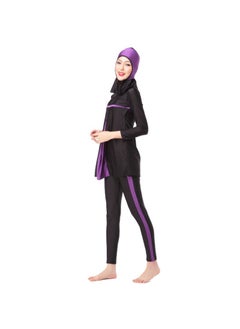 Buy 3-Piece Sun Protection Muslim Stitching Conservative Swimsuit Purple in UAE