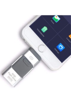 اشتري 3-In-1 OTG USB 3.0 Memory Stick Pen Drives for iPhone/iPad/Android /PC (256GB, Silver) في الامارات